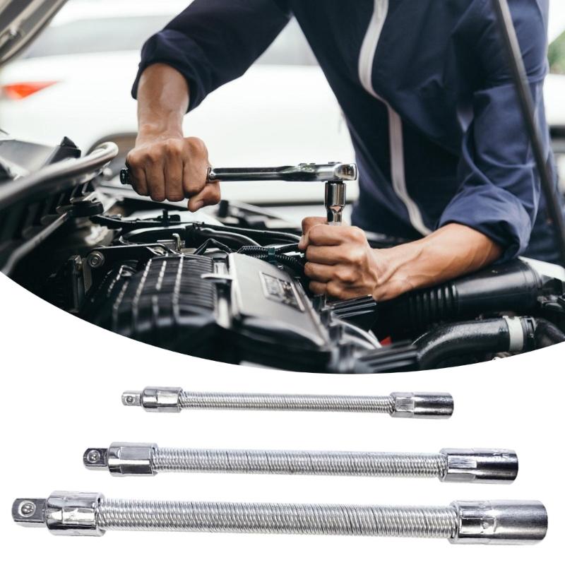 3Pcs Bendable Bar Flexible Socket Extension Rod Socket Extension Bar For Wrench Flexible Extension Rod Connecting Socket
