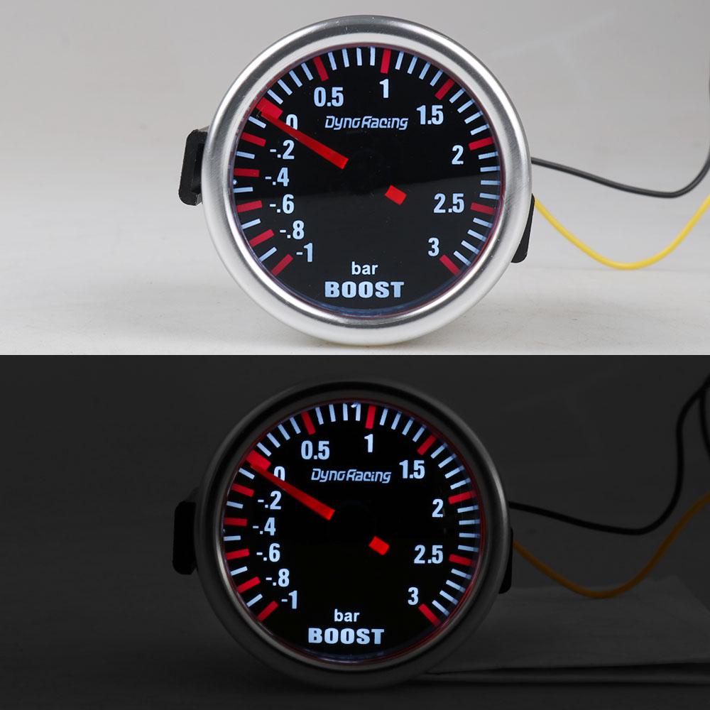 Dynoracing Turbo 252mm Boost Gauge 3 Bar Mechanical White Led Boost Gauge Smoke Lens Boost Sensor