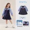 Girls' Striped Sailor Collar Dress with Skirt - Spring 2026 Collection