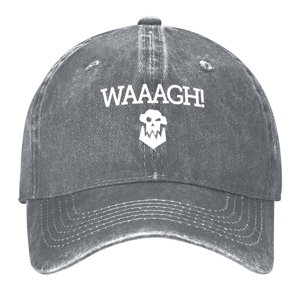 WAAAGH! Platten-Text mit Totenkopf (Weiß) Baseballkappe Golfkappe Hut Baseballkappe Luxus Herrenhut Vintage Unisex Hüte Damen