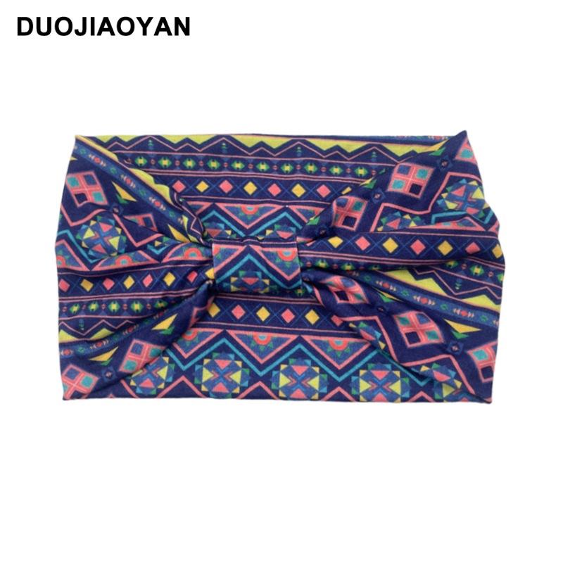 Knot Headband, Color Blocked Pattern Printed Sports Headband, Fashionable Polka Dot Wide Edge Elastic Headband