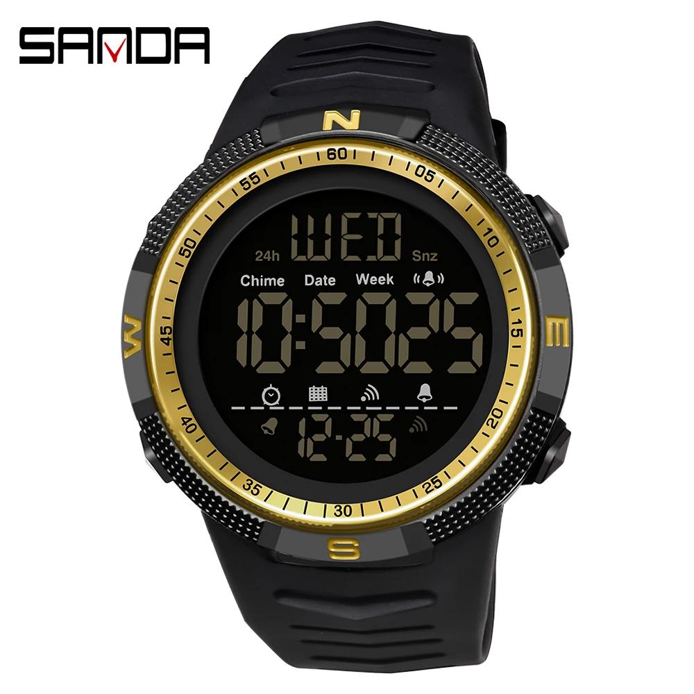SANDA Men Watches Outdoor Military Sports LED Digital Wristwatch Waterproof Alarm Clock Chronograph Multifunction Electron Watch