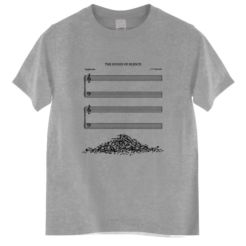 Homme T Shirt Summer Unisex Tshirt The Sound of Silence T Shirt Sheet Music Visual Puns Punny Simon and Garfunkel Brand Top Tees