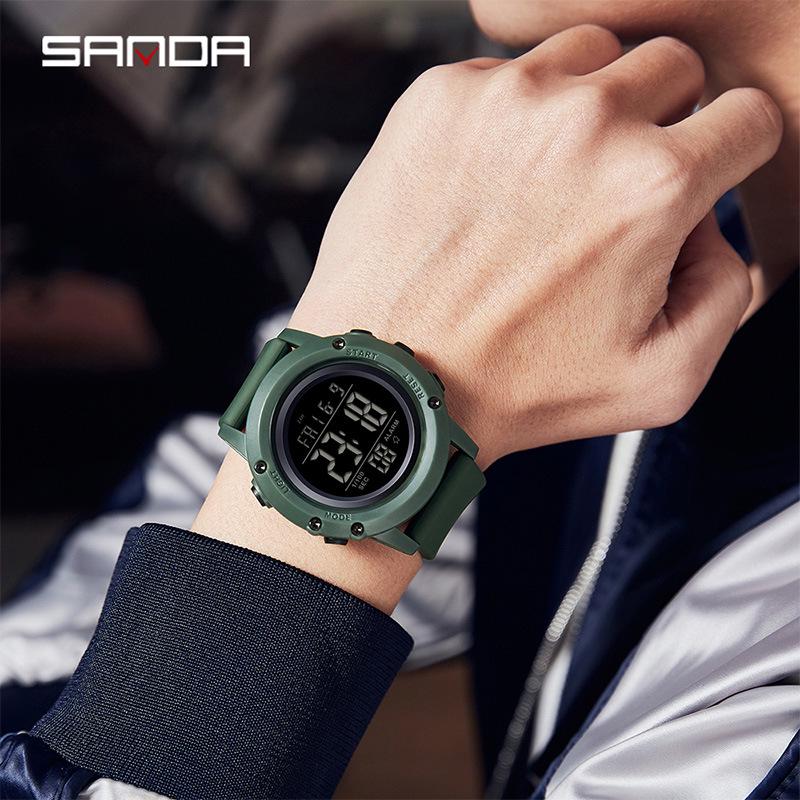 Sanda Wasserdichte Leuchtende Sport-Armbanduhr für Herren - Einfache Multifunktionale Elektronische Uhr