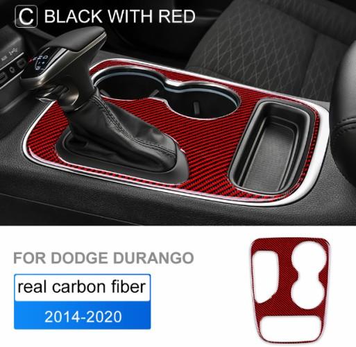 Carbon Fiber Gear Shift Panel Cover with Cup Holder Frame ABS Interior Trim Sticker for Dodge Center Console Gearbox Panel