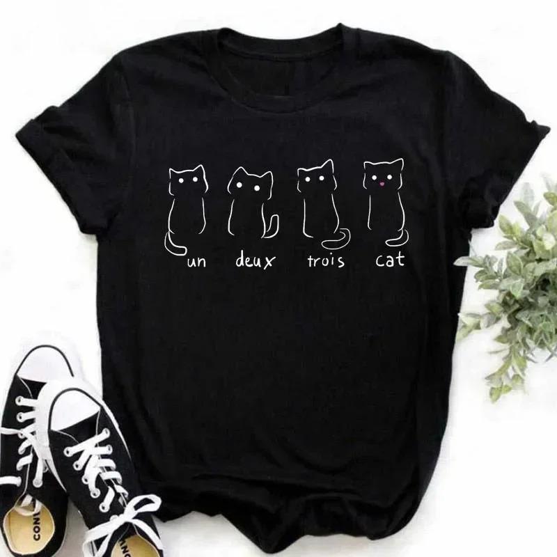 Kawaii Cats Print Summer Cute Women Tshirt Funny Cartoon T Shirt FeUnisex Unisexs Tshirt 90s Fashion Korean Style Top Tee