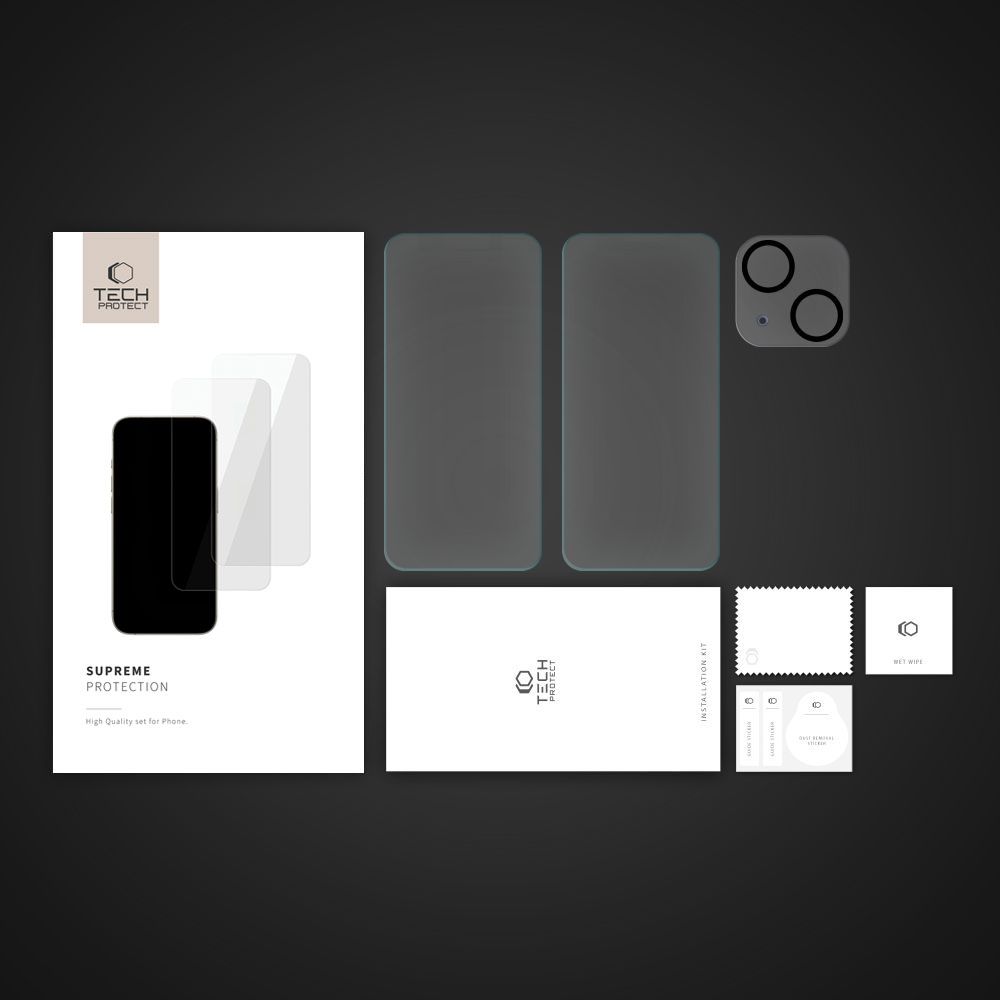 Szkło Hartowane Tech-Protect Supreme Set 3-Pack Iphone 15 Clear