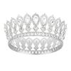 Round Princess Queen Tiara European Crystal Full Crown Metal Bridal Wedding Crowns  Birthday Party