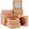 24pcs Foldable Kraft Paper Boxes with Clear Window Paper Boxes Square BurlyWood 8x8x3cm