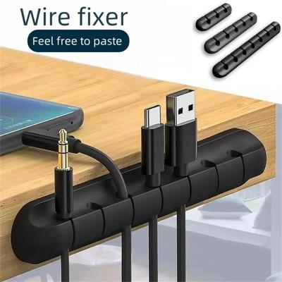 Silicone USB Cable Organizer Cable Winder Desktop Tidy Management Clips Cable Holder for Mouse Headphone Wire Organizer