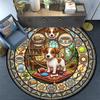 Dogs Glass Fantasy Round Area Rug Under Office Chairs Bedroom Living Room Home Decor