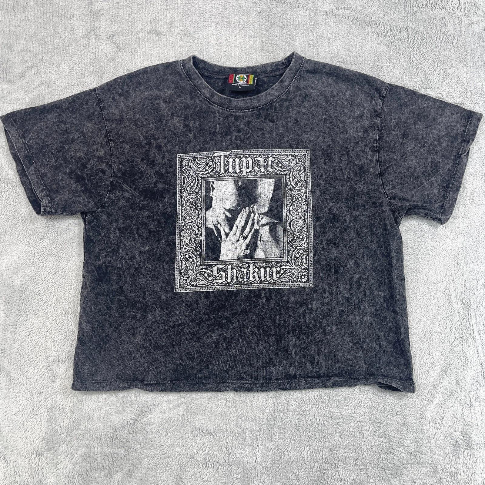 

Женская футболка Cross Colours Tupac Shakur, размер L, черная, свободного кроя, укороченная, хлопковый пуловер 2XL