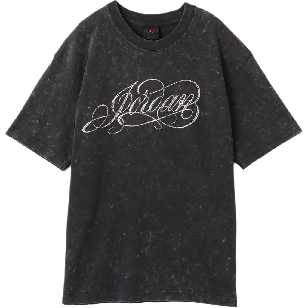 Jordan Gfxas Wj Ss Os Swcrystl Letter Round Neck Drop Shoulder Short Sleeve T-Shirt Unisex T-Shirt Gray IF2466-045