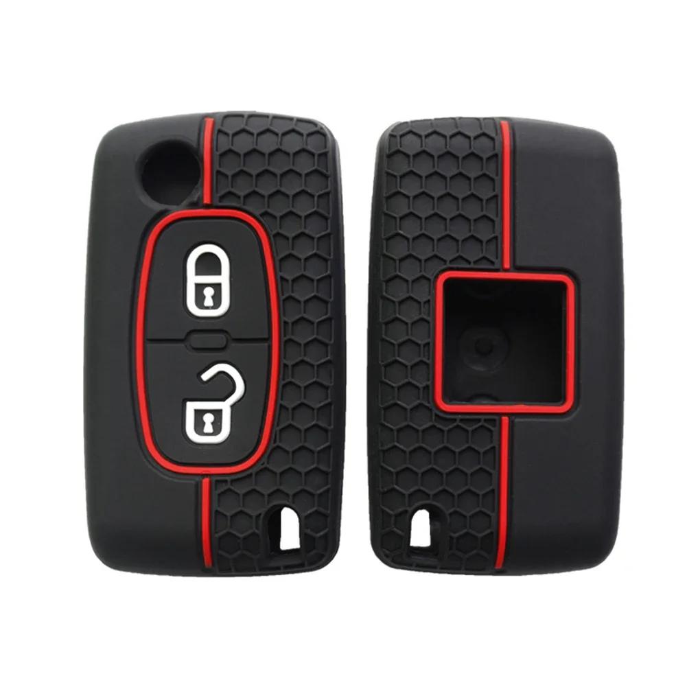 2 Button Silicone Car Key Ring Cover Case Holder For Peugeot 206 308 3008 Expert Partner Citroen C3 Pluriel Picasso Berlingo