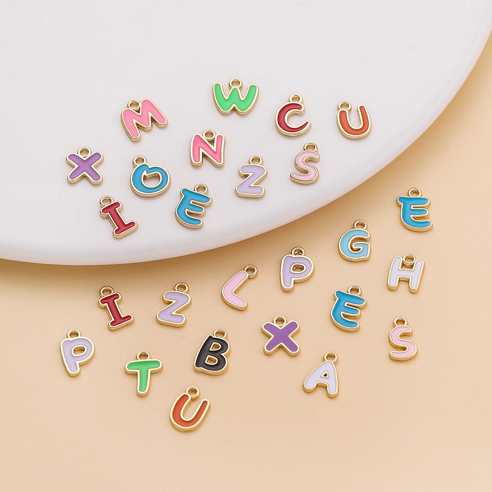 50/100pcs A-Z Alphabet Enamel Charms Colorful Metal Letter Pendants for DIY Jewelry Making Earrings Bracelet Necklace Accessorie