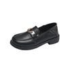 Fashion Mary Jane Gothic Metal Decoration Japanese Style Lolita Matte Loafers with Medium Heels Women's Shoes Round Toe Ladies Footwear