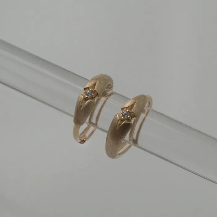 14k Sanding Cubic One Touch Earrings (1pair)