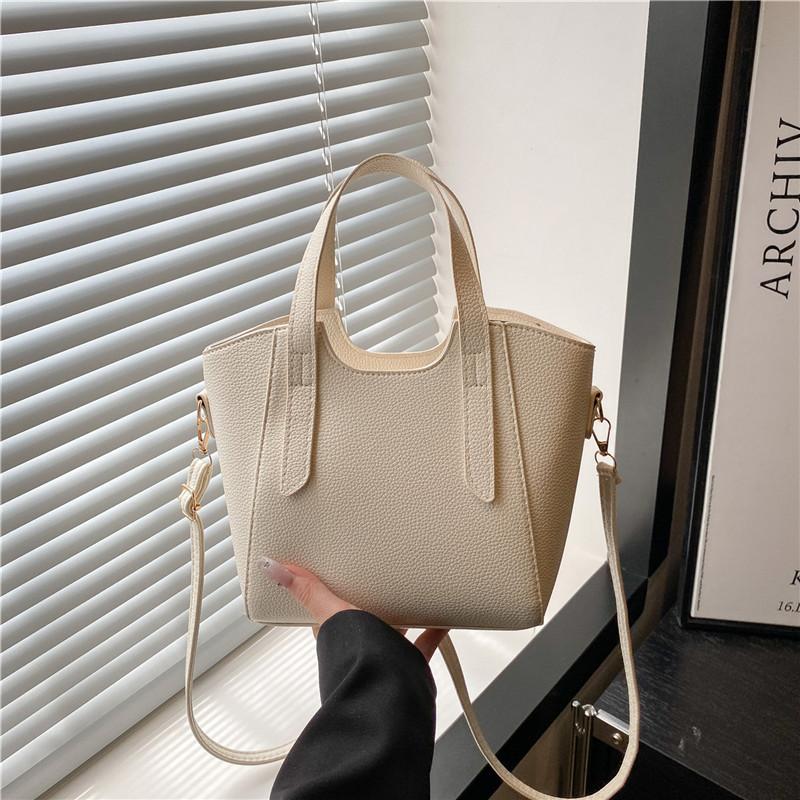 

Высококачественная однотонная сумка-тоут в форме ведра, простая сумочка, новая простая модная универсальная на плечо, мессенджер, для поездок белый