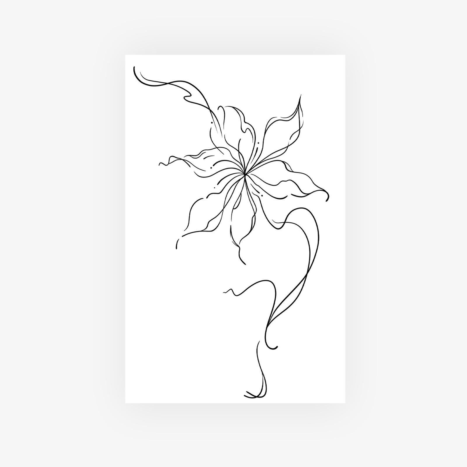 Small Fresh Plain Flower Tattoo Sticker, Advanced Sense, Personalized Simple Tattoo Sticker 12*19