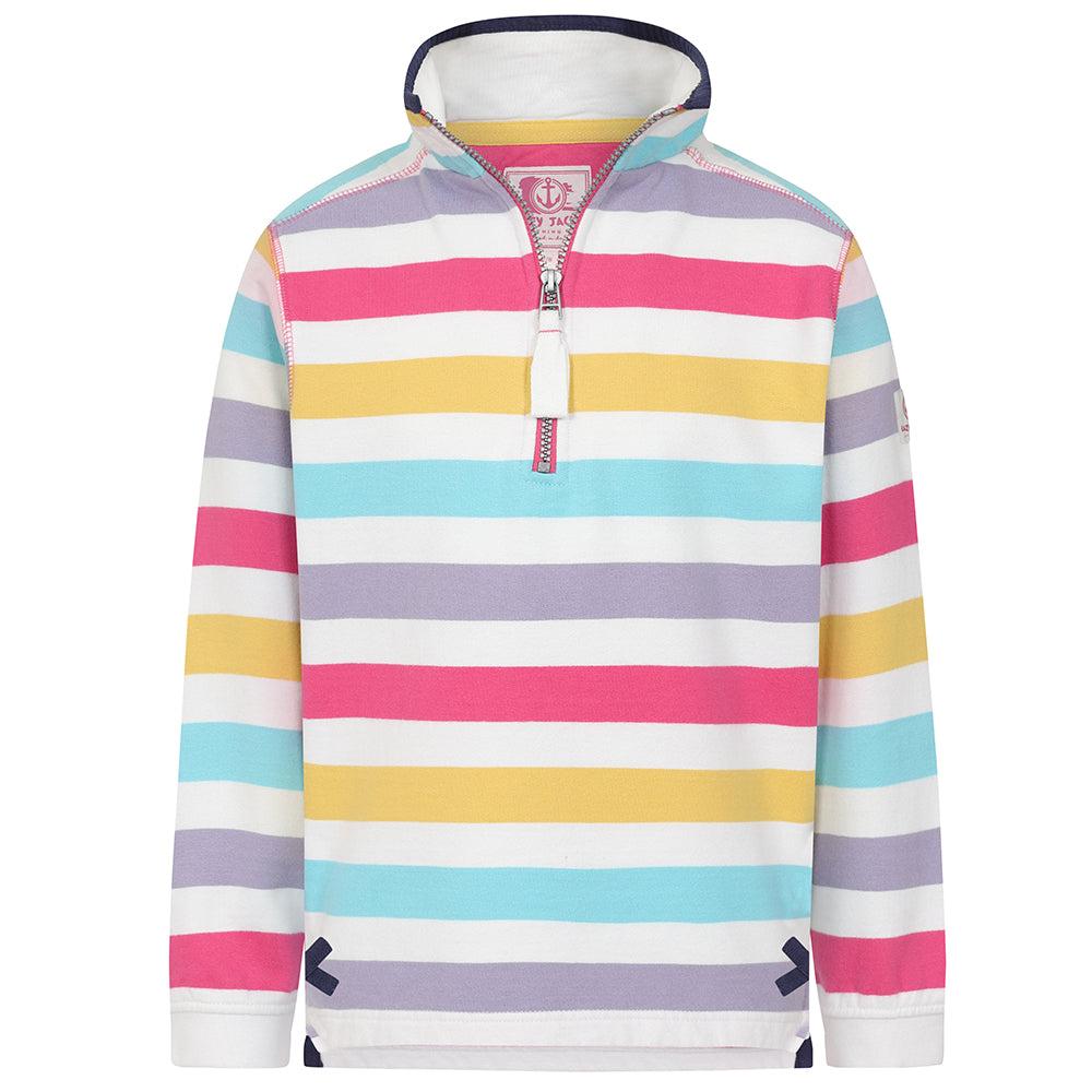 Lazy Jacks Childrens/Kids Striped Quarter Zip Sweatshirt