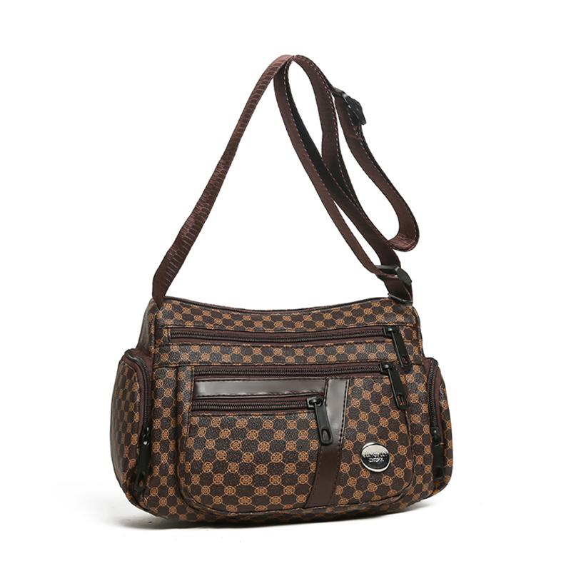Everyday Versatile Rhombus Pattern Crossbody Bag Trendy Two Option, Multi Compartment Layout for Weekend Short Trips