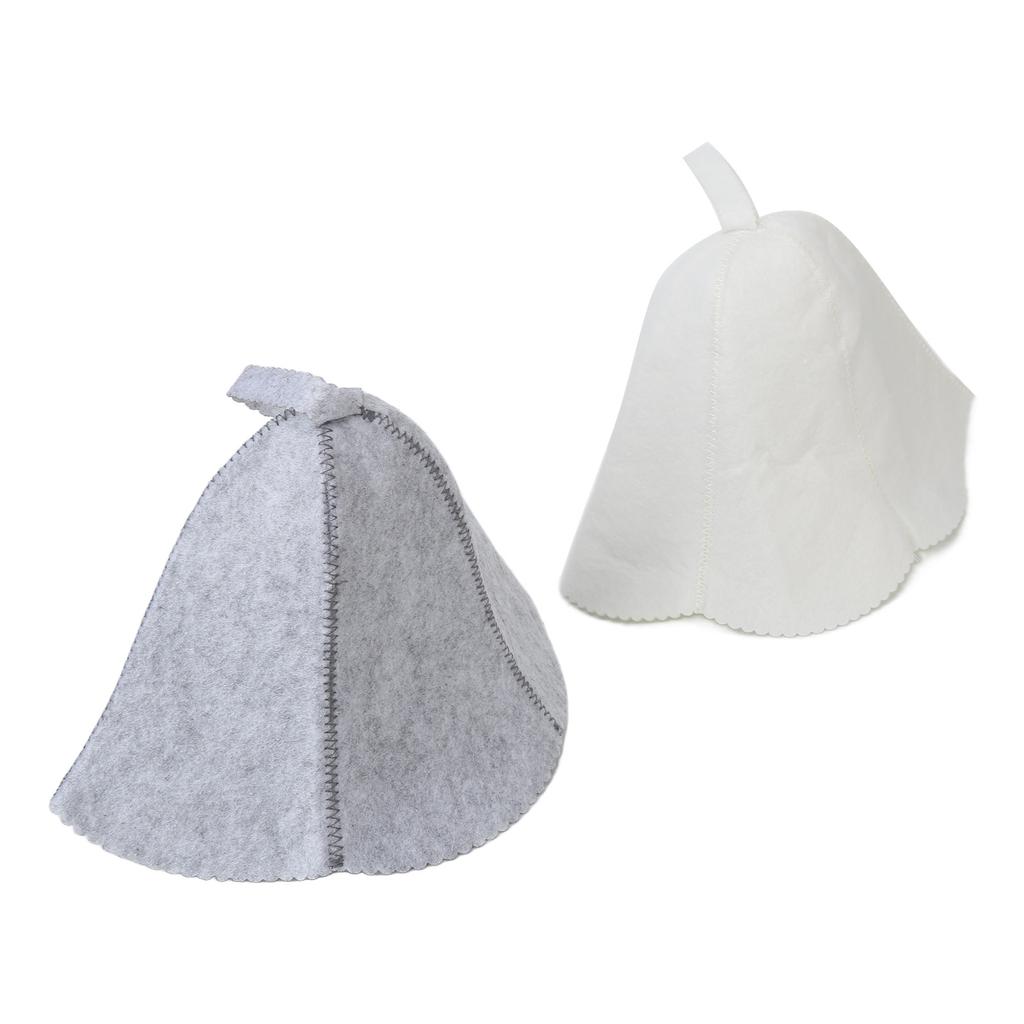 2pcs Sauna Felt Hats Water Absorption Head Protection Shower Bathing Hat for Women Men Grey White