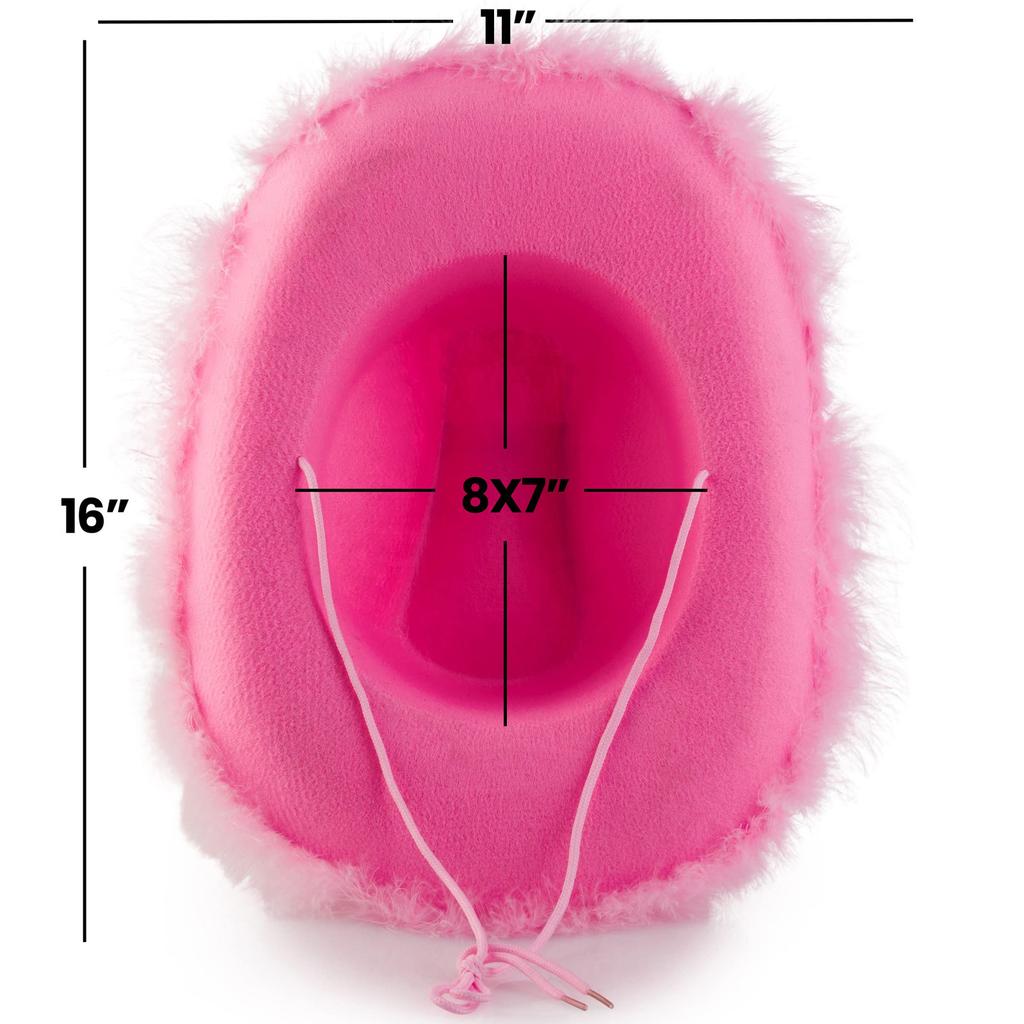 Fashion Pink Cowgirl Hat Fluffy Feather Brim Cowboy Hat Western Cowboy Hat for Bachelorette Party Carnival Cosplay
