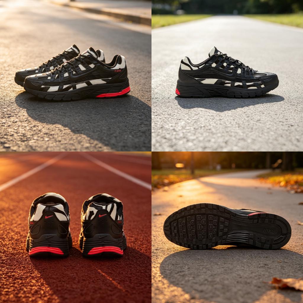 Nike P-6000 Versatile Comfortable Breathable Lightweight Low-Top Running Shoes Men Sneaker Black White Red II1203-001