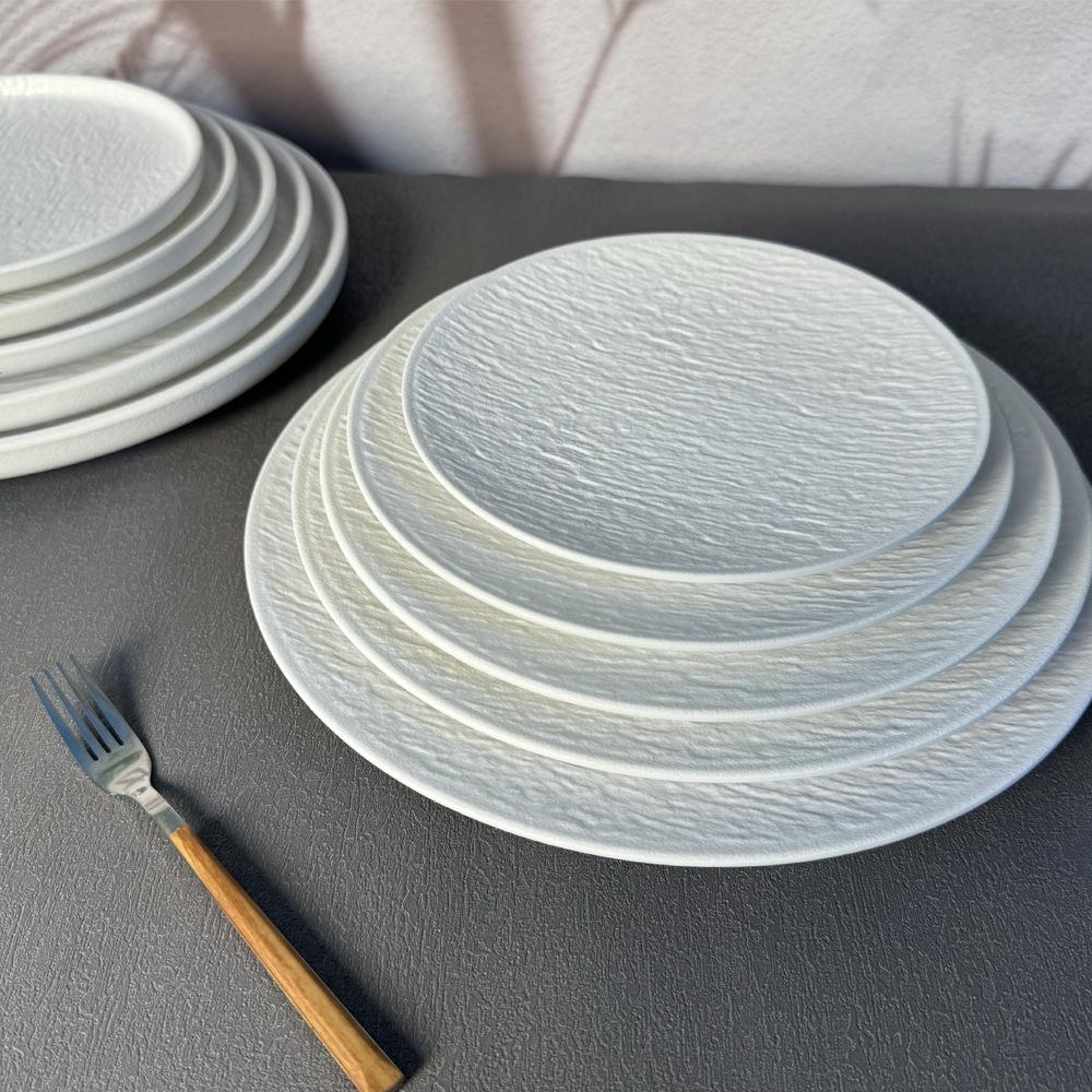 Melamine Imitation Stone Grain Round Plate - Simple Western Food & Dessert Plate
