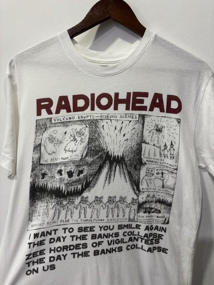 Radiohead T shirt Rock band 90s Retro style White tee Men Women NH25085 Unisex T-Shirt M
