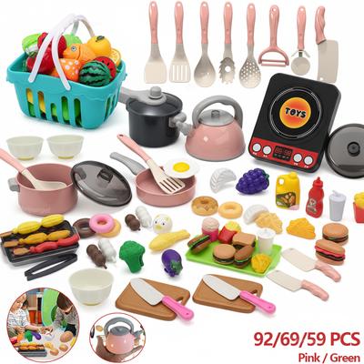 Ensemble de jouets de cuisine pour enfants 926959 Pièces Aliments factices avec casseroles poêles ustensiles Petits jouets de cuisine factice pour tout-petits filles garçons Cadeau