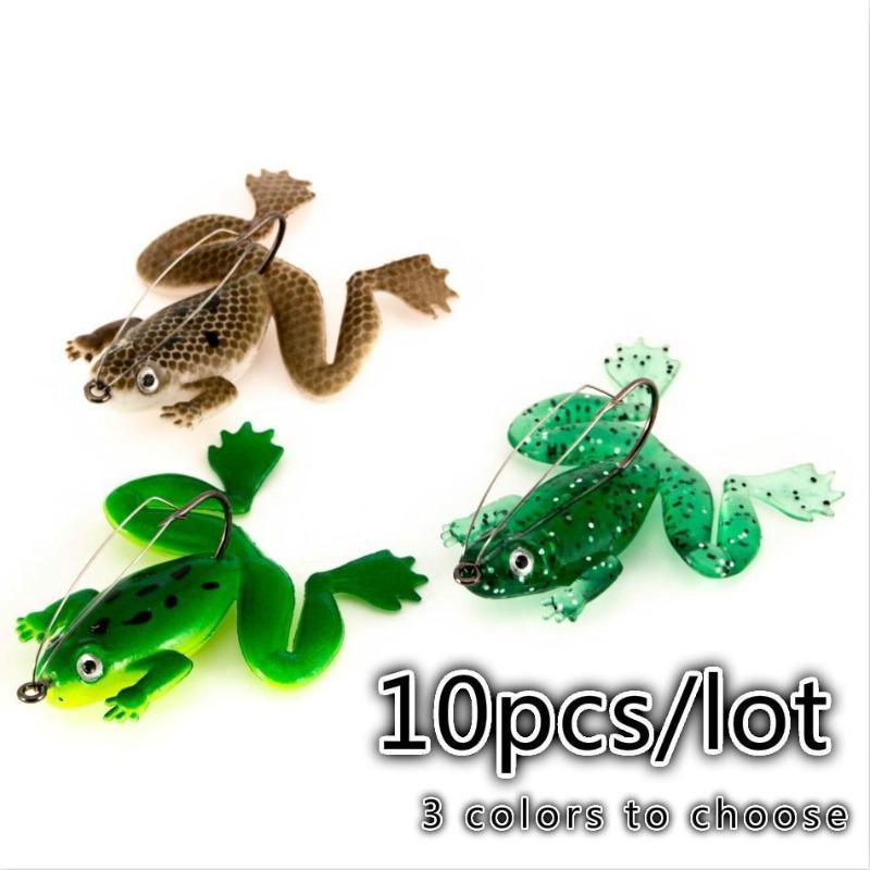 10pcs Rubber Frog Soft Fishing Lures CrankBait Tackle 6cm Frogs Fishing Lures Baits