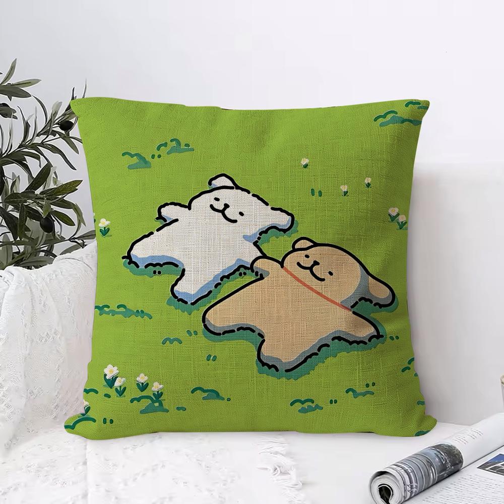Cartoon Mmaltese Dog Lline Dog Cushion Cover Organic Linen Square Pillow Case Durable Nonallergenic And Kind To Skin