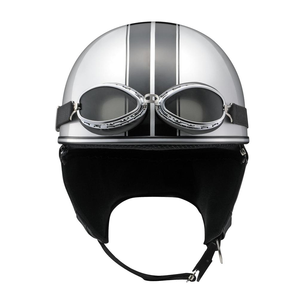 Yamaha Motor Classic Halbmotorradhelm mit Einheitsgröße Silber Co., Ltd. (Yamaha) Y-555 Schutzbrille, (57-560cm), & Stripe, Q7C-MRK-Y05-F29