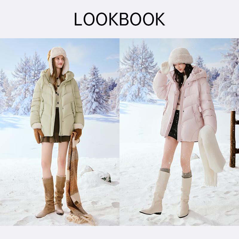 Xiangying Women's 2025 Winter Hooded 90% Duck Down Mid-Length Jacket