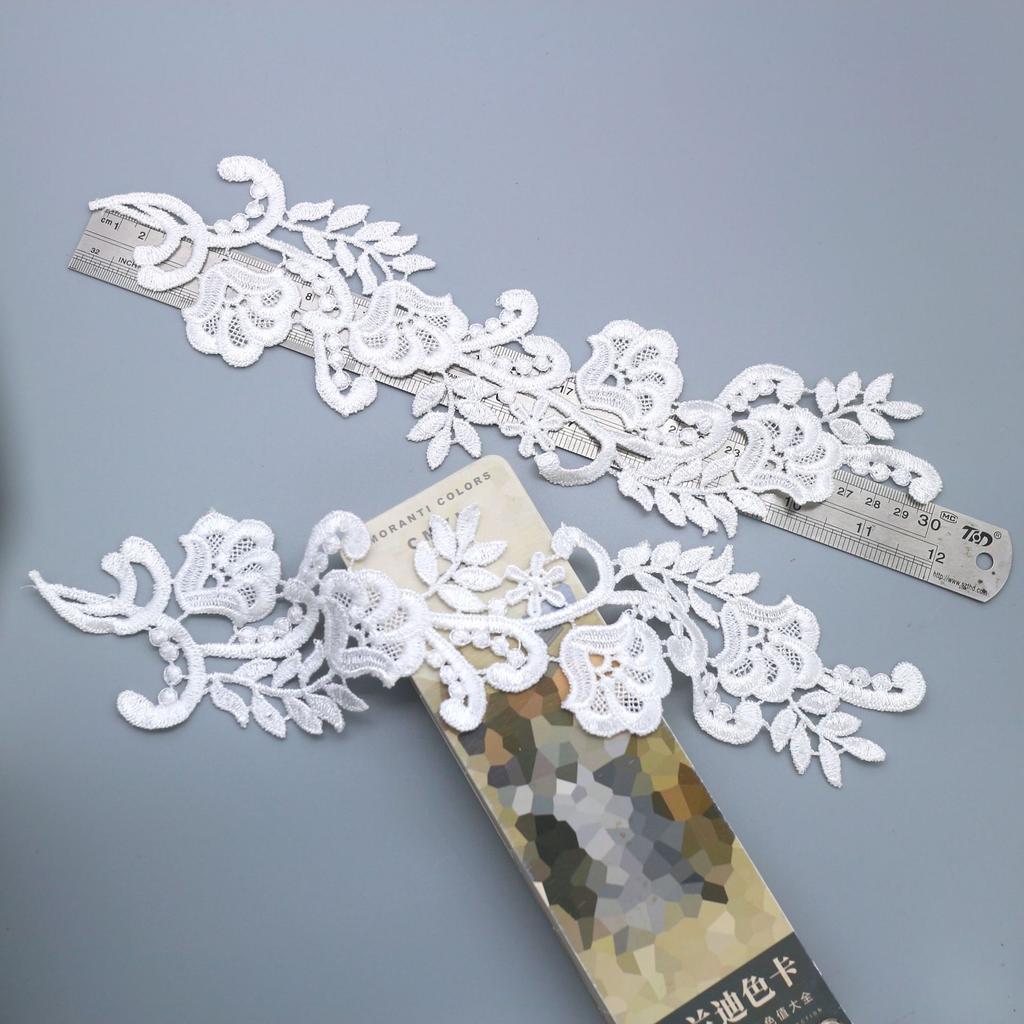 Water Soluble Lace Lace Wedding Accessories, White Polyester Lace Pair Flower Fabric Diy Lace Water Soluble Lace