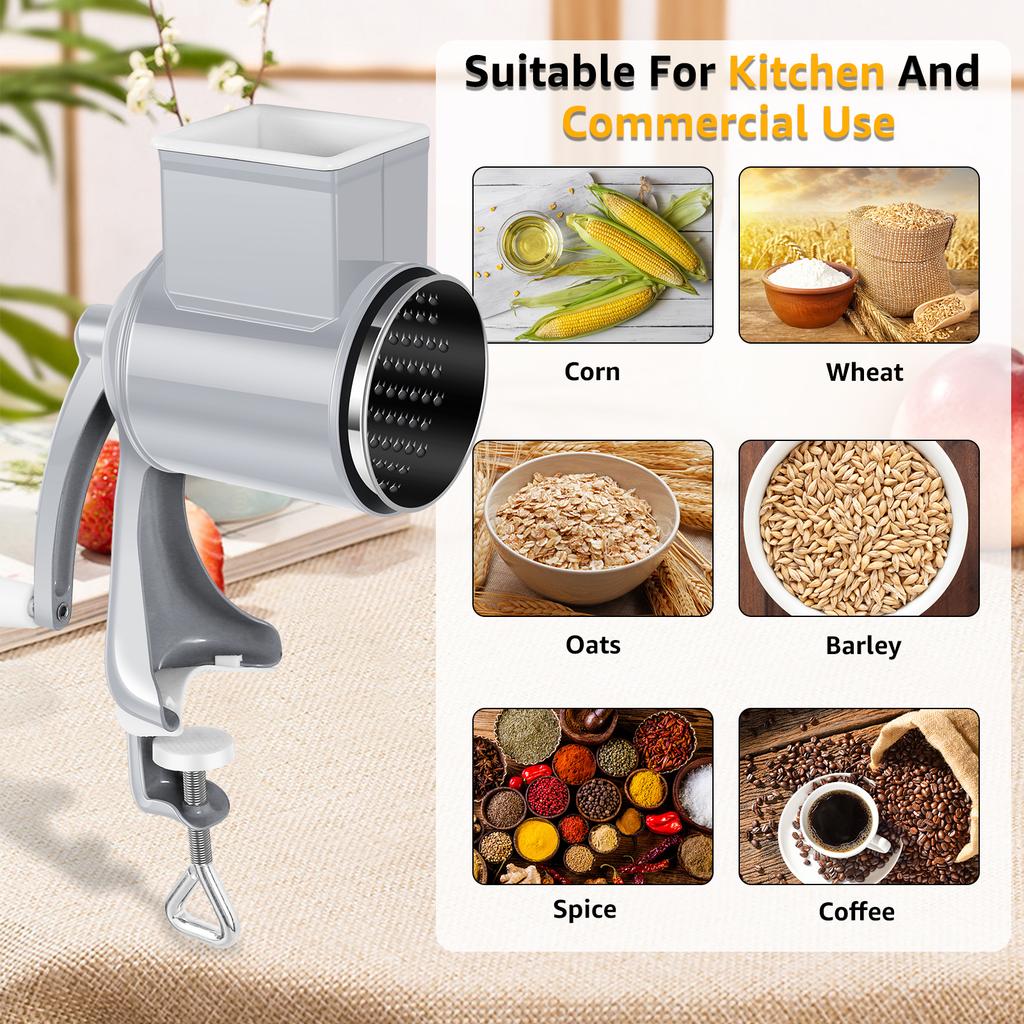 Hand Crank Grain Mill Rustproof Manual Corn Mill Grinder Machine Multifunctional Nut Grinder for Nut Spice Wheat Coffee Kitchen