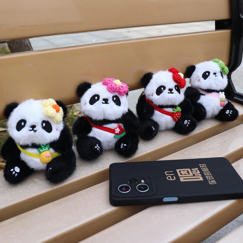 Non-Toxic New Cartoon Panda Plush Keychain Pendant Kawaii Stuffed Doll Bag Charm Pendant Car Keychain Children Backpack Decoration Gift