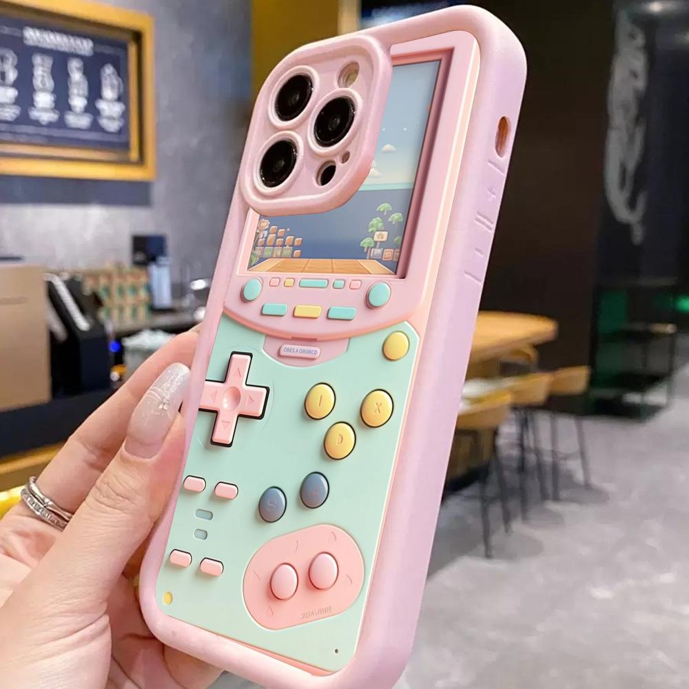 Pink Game Console 2D Pattern Phone Case Suitable for iPhone 17 16 15 14 13 12 11Pro/Max/Plus Anti Drop and Shockproof Back Cover