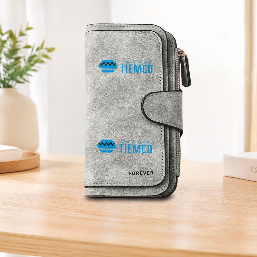 TIEMCO long zipper wallet, large-capacity card holder, unisex clutch bag, stylish zippered coin purse, suitable for daily use, a great gift for