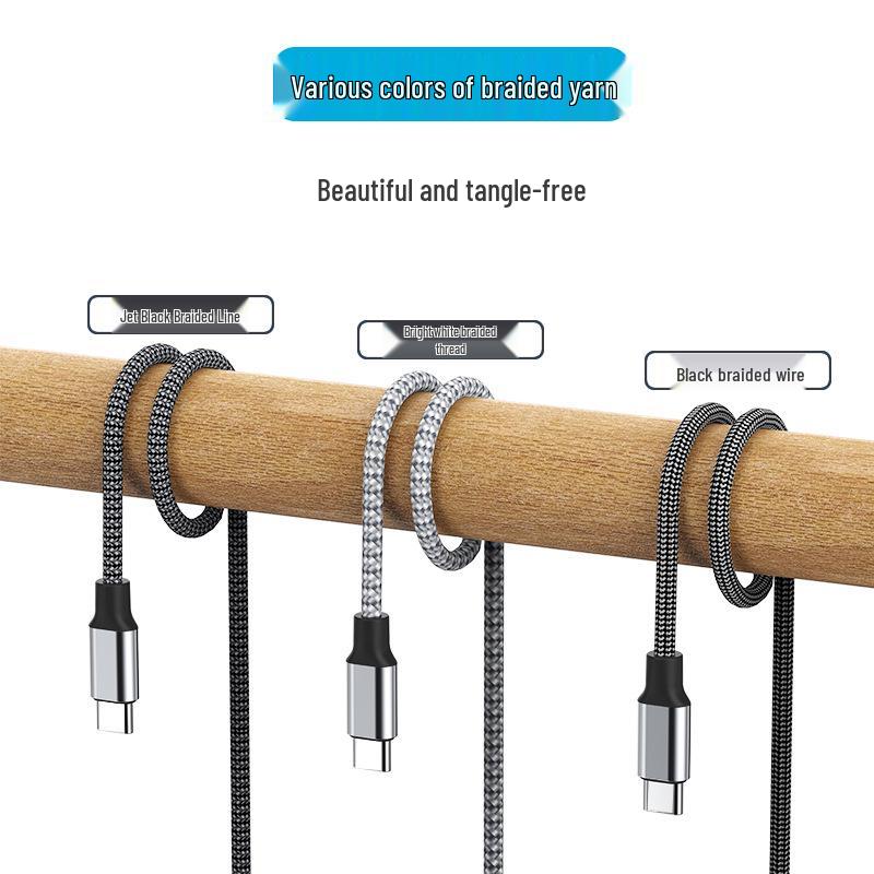 60W Nylon Braided Type-C PD Fast Charging Cable for Mobile Phones