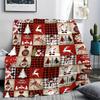 1pc Christmas Tree Blanket Deer Snowflake Print Soft Flannel Blanket for Home Living Room Bedroom Decor New Year Christmas Gift