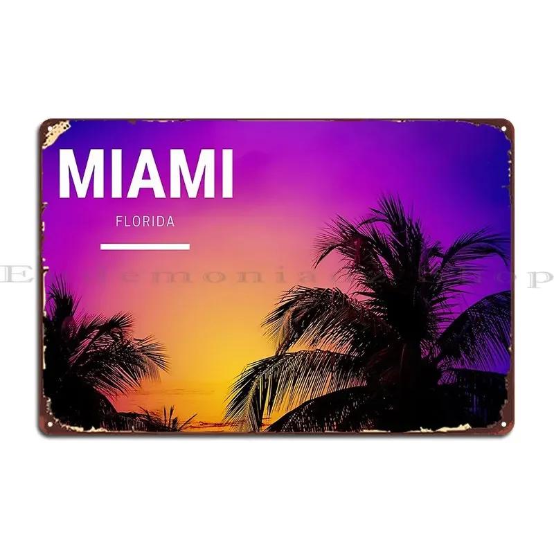 Miami Florida Metal Sign Bar Print Party Wall Plaque Wall Cave Tin Sign Poster