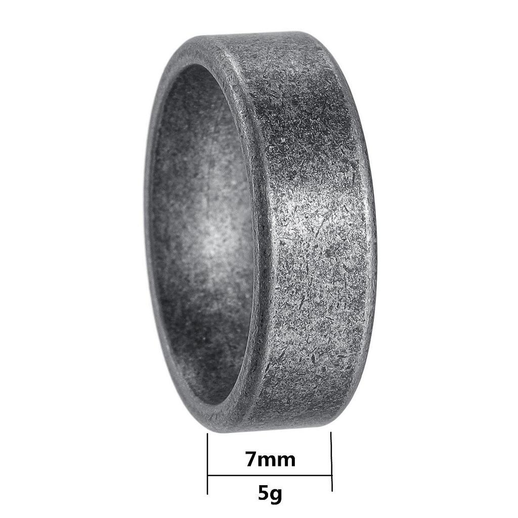 Antique Silver Men's Viking Rune Ring - Titanium Steel Signet Jewelry