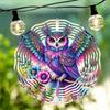 Metal Rotating Wind Chime with Owl and Floral Design Colorful Outdoor Garden Decor Soothing Sound No Electricity Needed Holiday Home