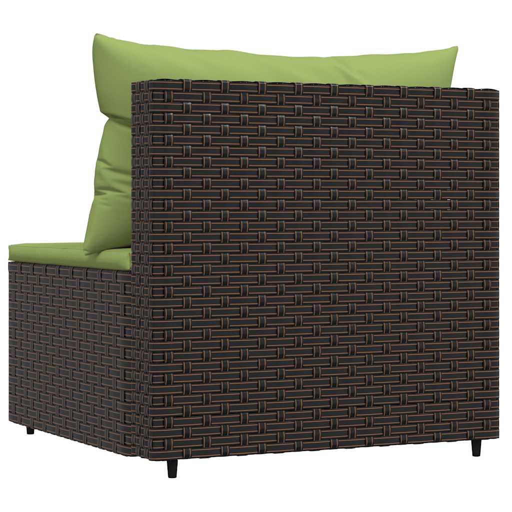 Garden Center Sofa with Cushions Brown Poly Rattan