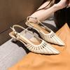 Baotou Sandals Thick Heel Low Heel Hollow Pointed Head Temperament Fashionable Versatile Niche Design Sense with Skirt Sandals