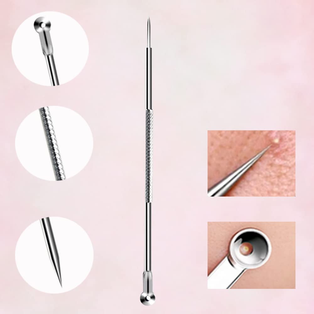 Acne Needle Pore Care Acne Blackhead Blackhead Antibacterial Stainless Beauty Storage Case Portable 4-Piece Set, Kit, Remover, Remover, Pusher, Steel,