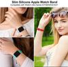Dünnes Silikonarmband für Apple Watch 40 mm 44 mm 45 mm 41 mm 38 mm 42 mm, einfarbiges Armband für IWatch Serie 1 2 3 4 5 6 SE 7