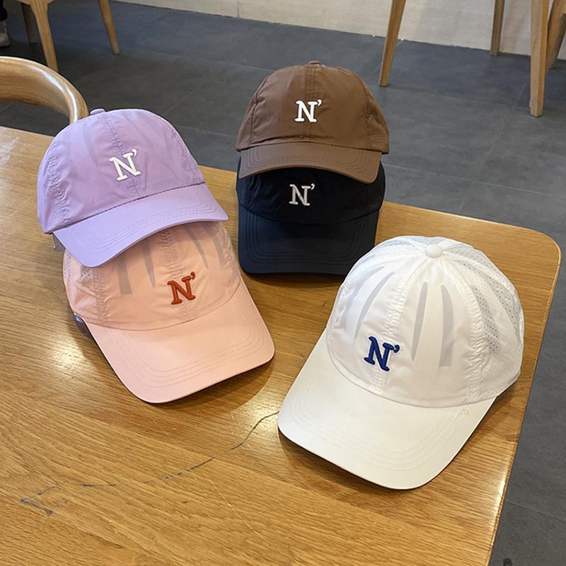 Letter N Embroidery Summer Baseball Cap For Women Men Quick Drying Mesh Breathable Peaked Hat Solid Color Outdoor Sunshade Caps